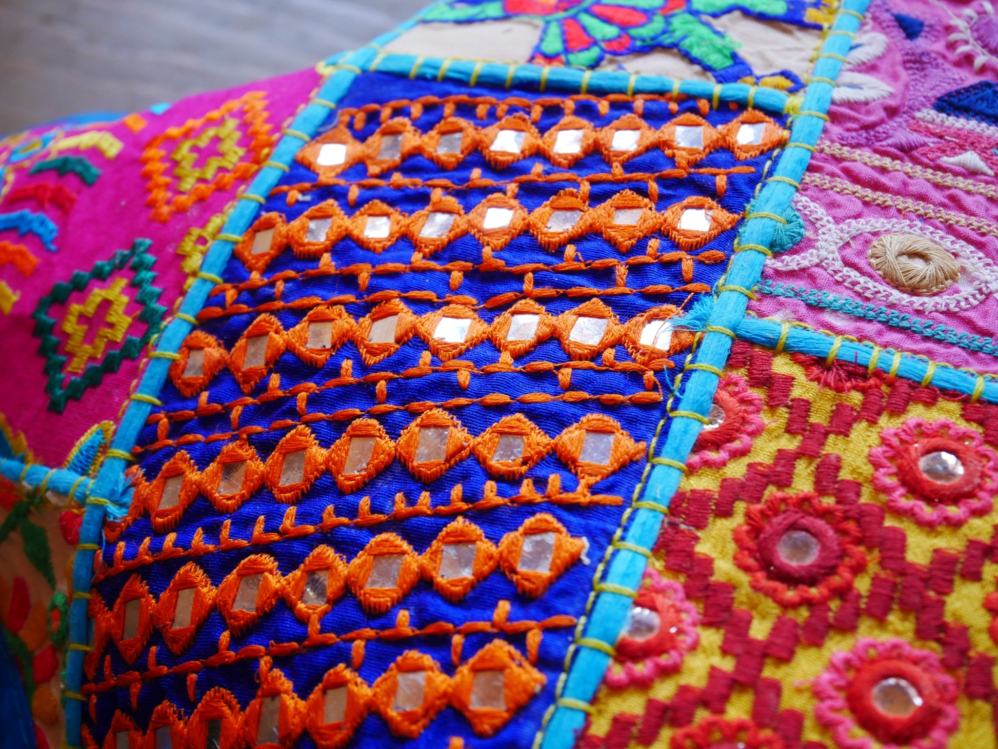 Boho throw pillow - turquoise patchwork pillow cover - The Shanti Home