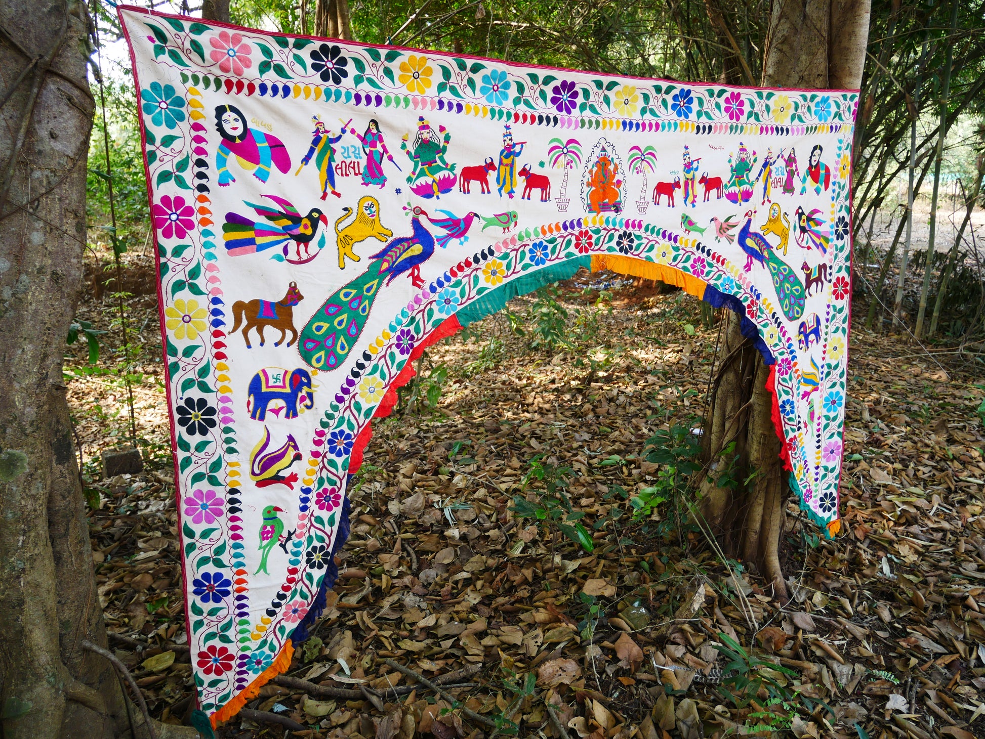 Vintage door valance - colorful Toran - Indian window topper | authentic tribal door decor | boho wall tapestry - bohemian curtain - The Shanti Home