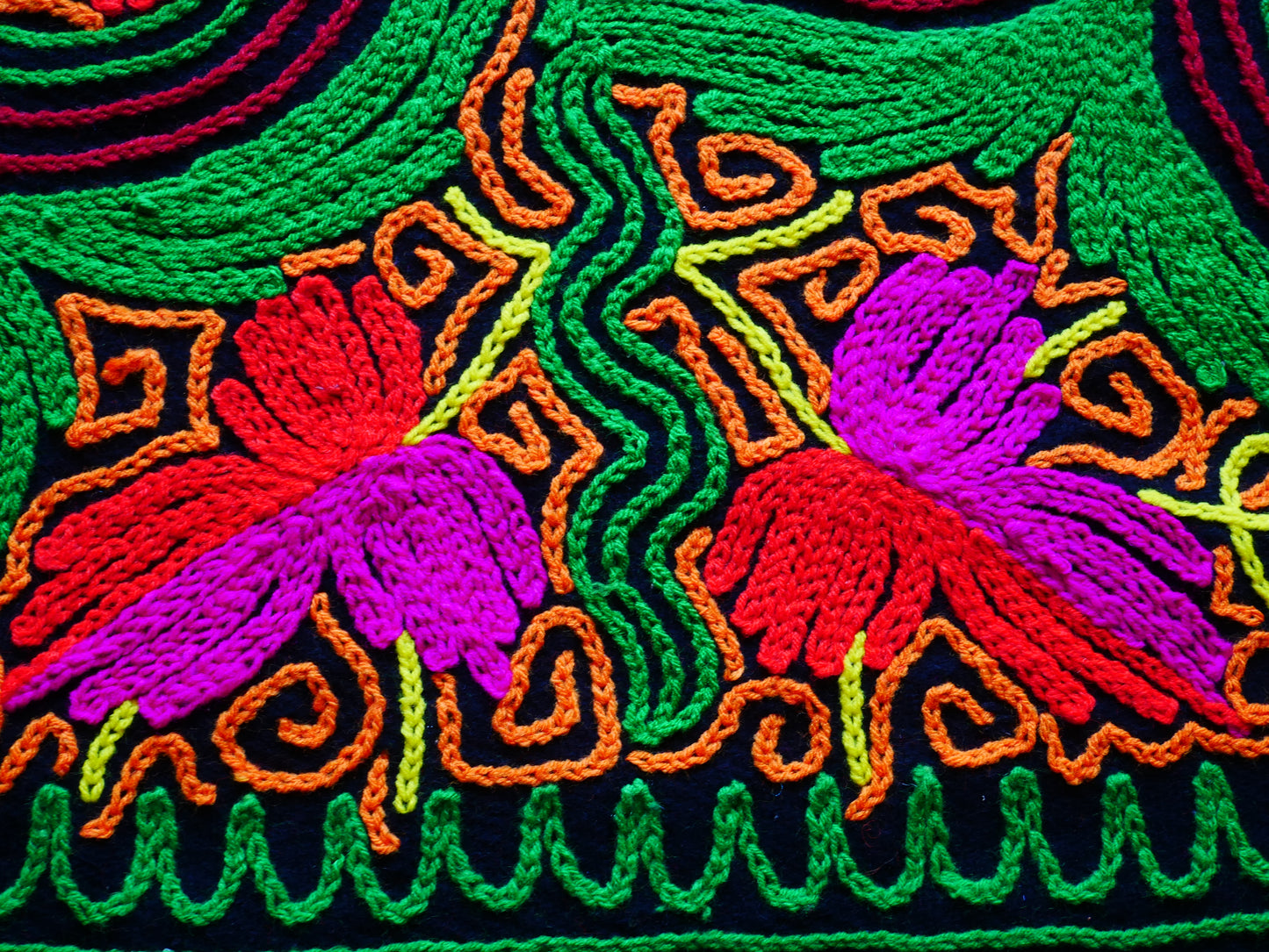 Vintage "Gabba" 4x7 wool rug mat - embroidery from Kashmir | meditation space rug - wall tapestry - The Shanti Home