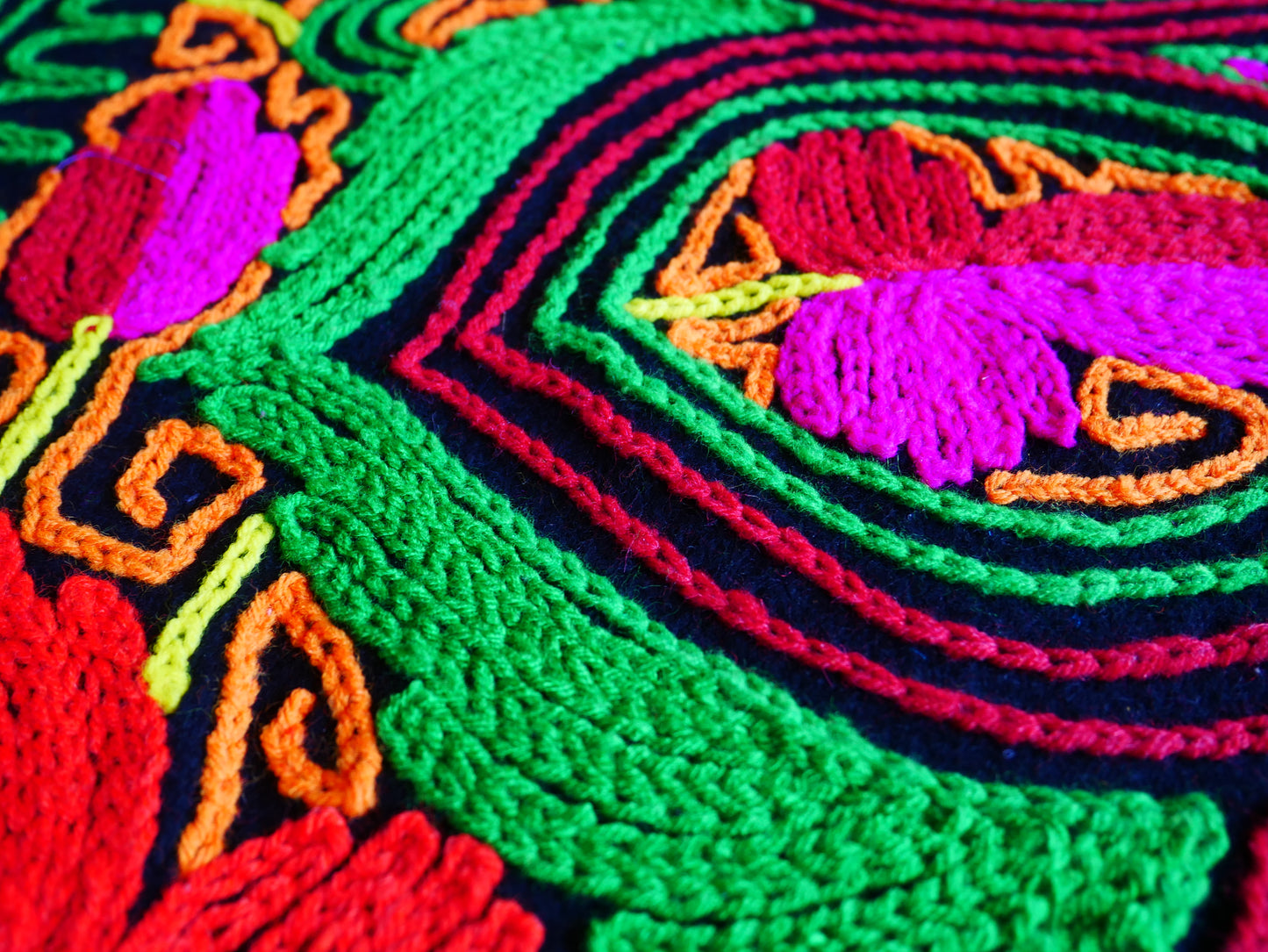 Vintage "Gabba" 4x7 wool rug mat - embroidery from Kashmir | meditation space rug - wall tapestry - The Shanti Home