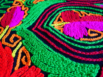 Vintage "Gabba" 4x7 wool rug mat - embroidery from Kashmir | meditation space rug - wall tapestry - The Shanti Home