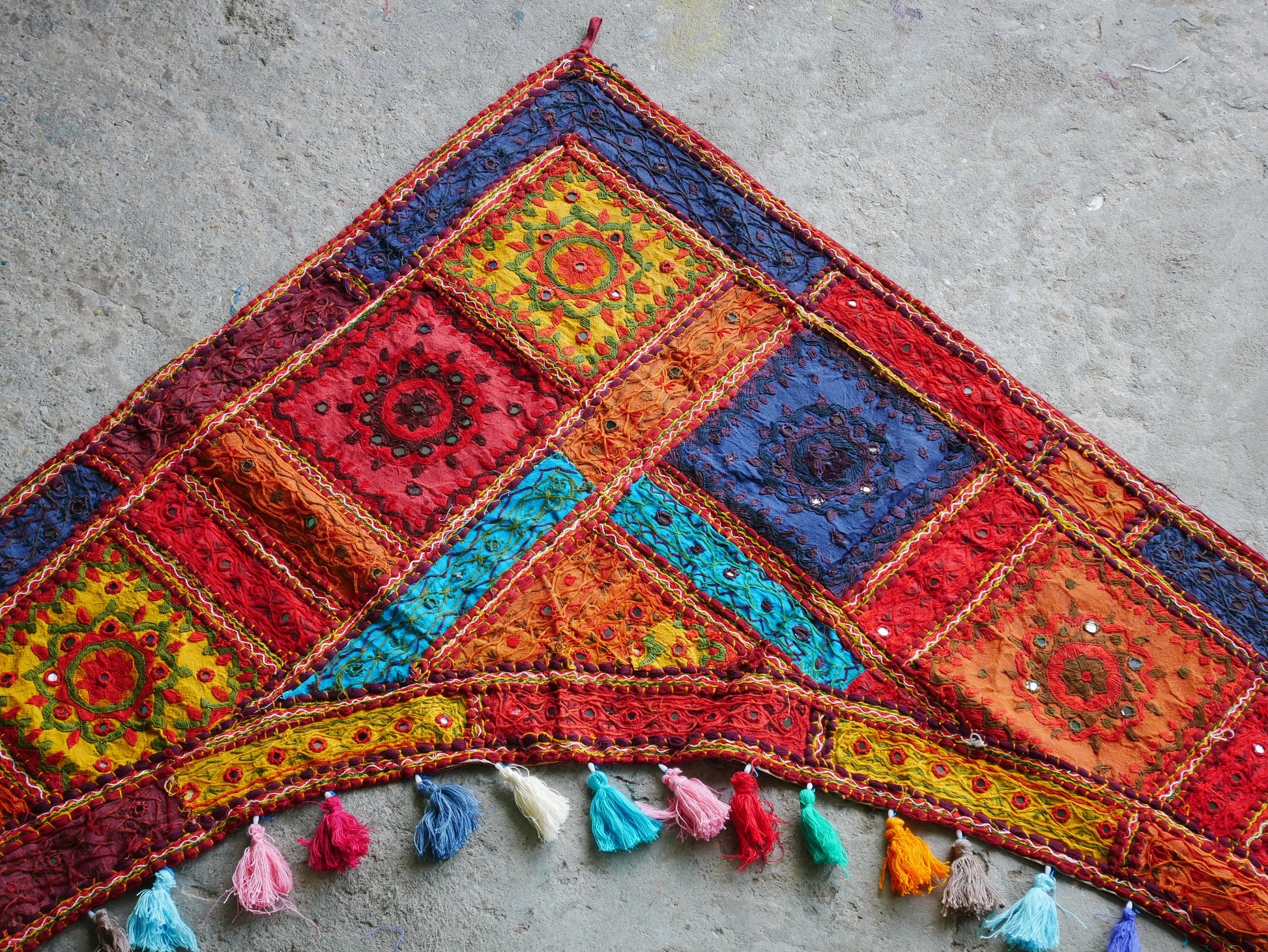 Indian Toran XXL window valance | boho curtain - bohemian wall tapestry | colorful window decor from the Thar desert - The Shanti Home