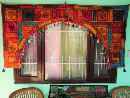 Indian Toran XXL window valance | boho curtain - bohemian wall tapestry | colorful window decor from the Thar desert - The Shanti Home