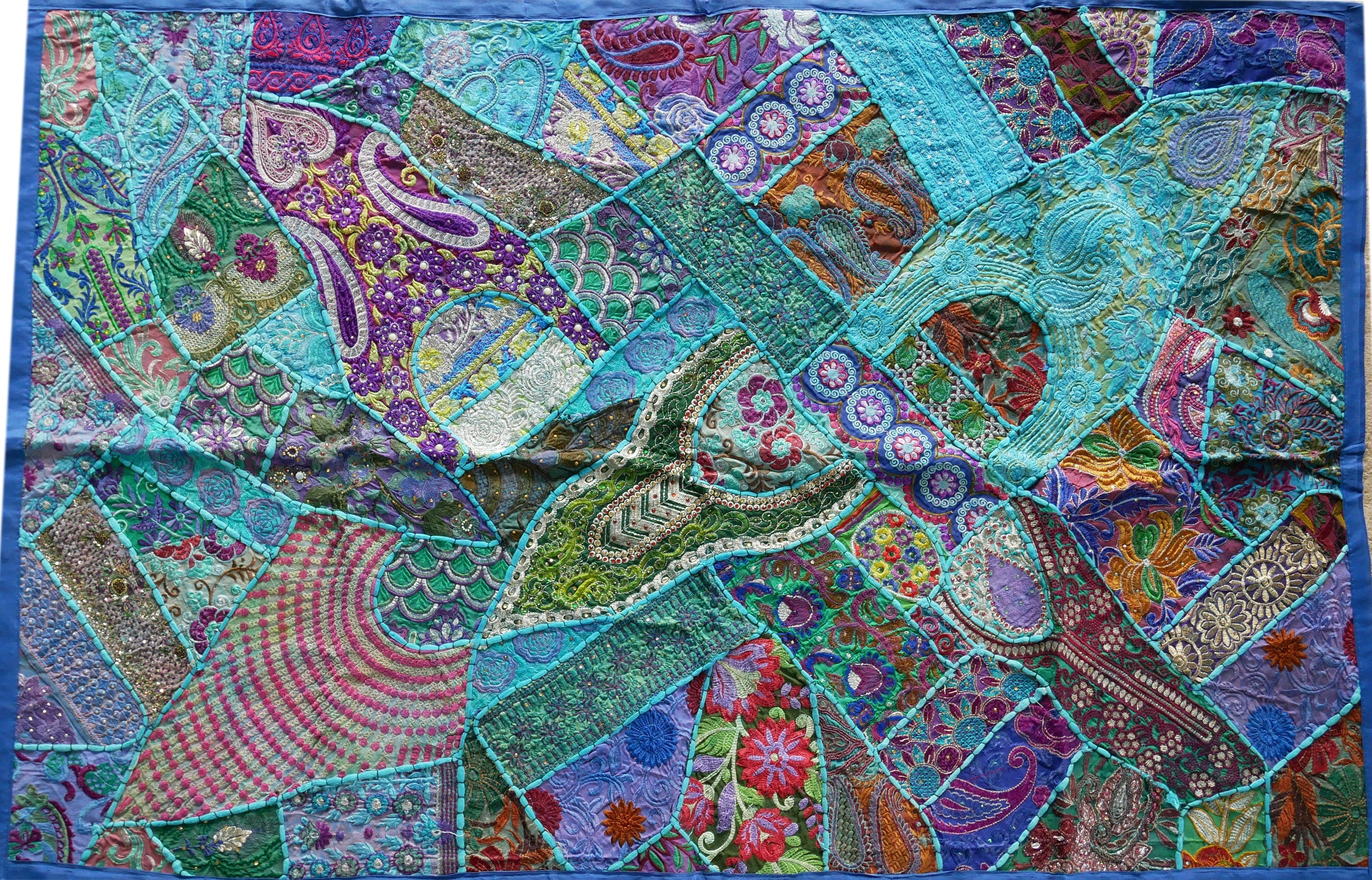 Blue wall tapestry - Indian wall hanging - bohemian hippie wall decor - The Shanti Home