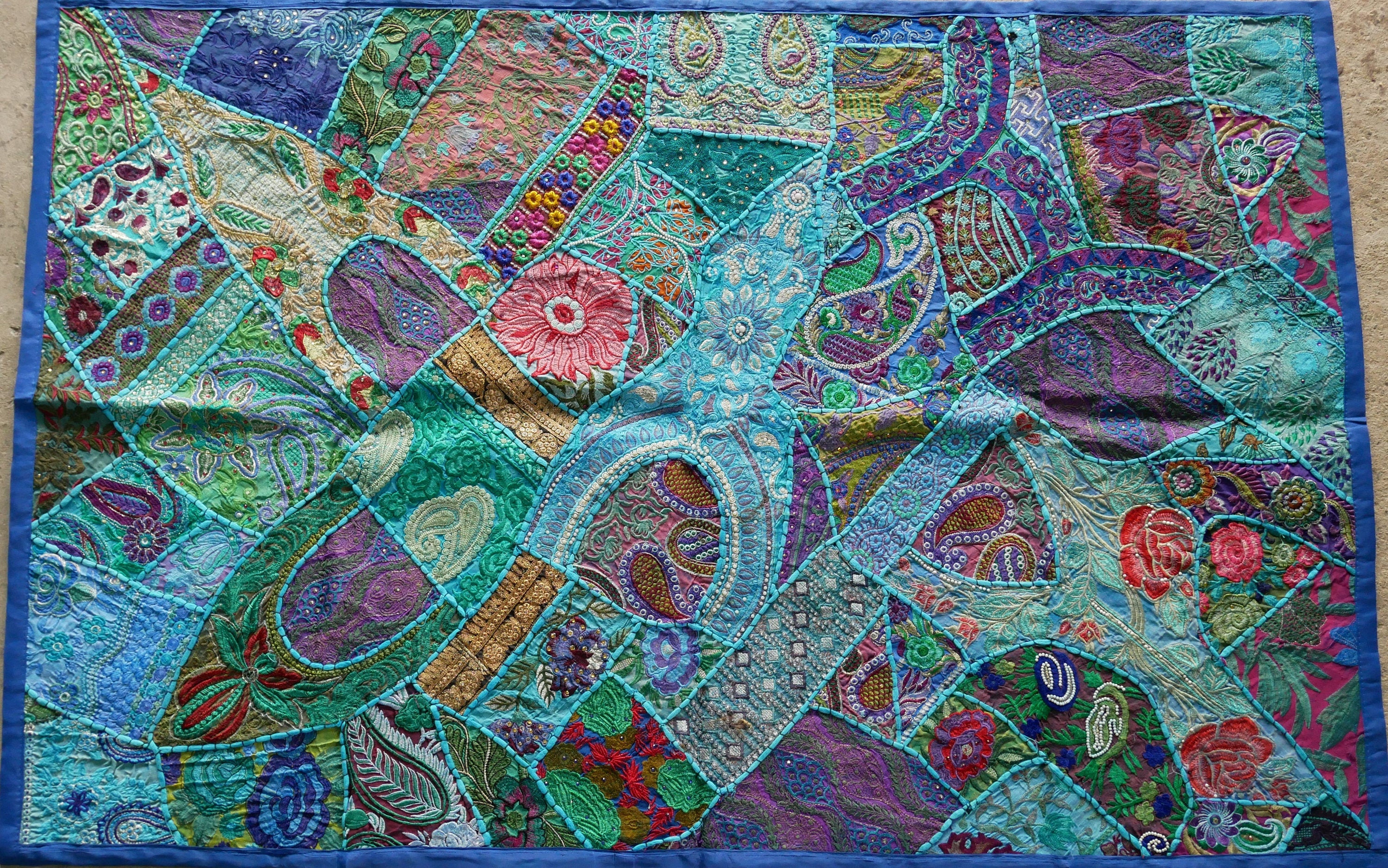 Blue wall tapestry - Indian wall hanging - bohemian hippie wall decor - The Shanti Home