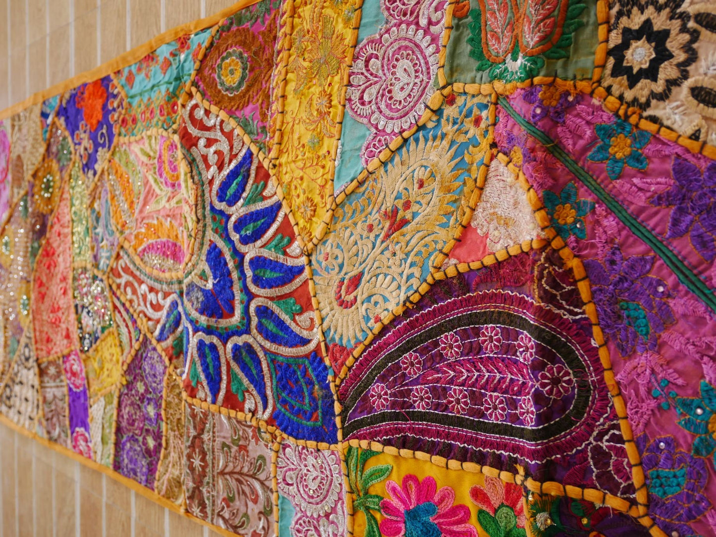 Masala - Table runner wall decor - Saree patchwork boho tapestry - The Shanti Home