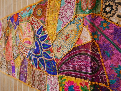 Masala - Table runner wall decor - Saree patchwork boho tapestry - The Shanti Home