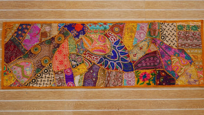 Masala - Table runner wall decor - Saree patchwork boho tapestry - The Shanti Home