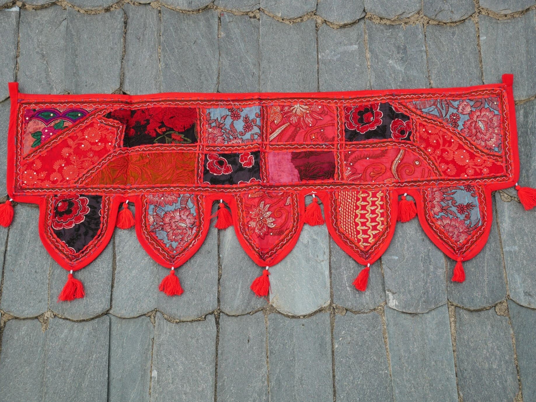 Indian Toran - door hanging - boho curtain - colorful window valance - The Shanti Home
