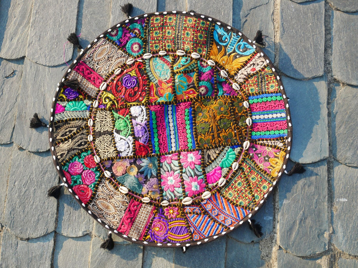 Black floor pillow cover - boho meditation cushion | Indian cushion seating hippie decor - The Shanti Home