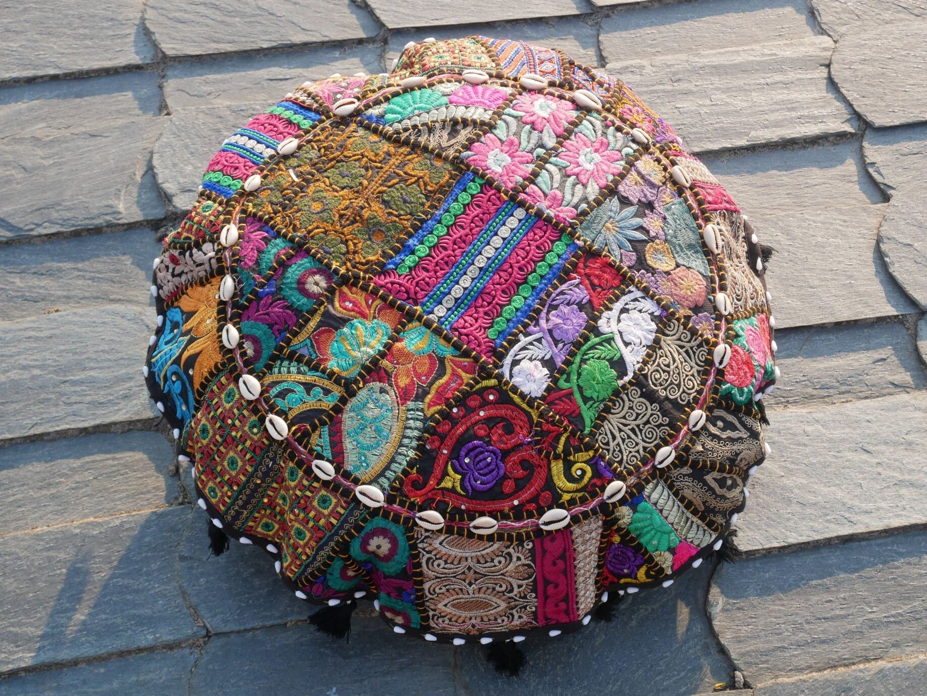 Black floor pillow cover - boho meditation cushion | Indian cushion seating hippie decor - The Shanti Home