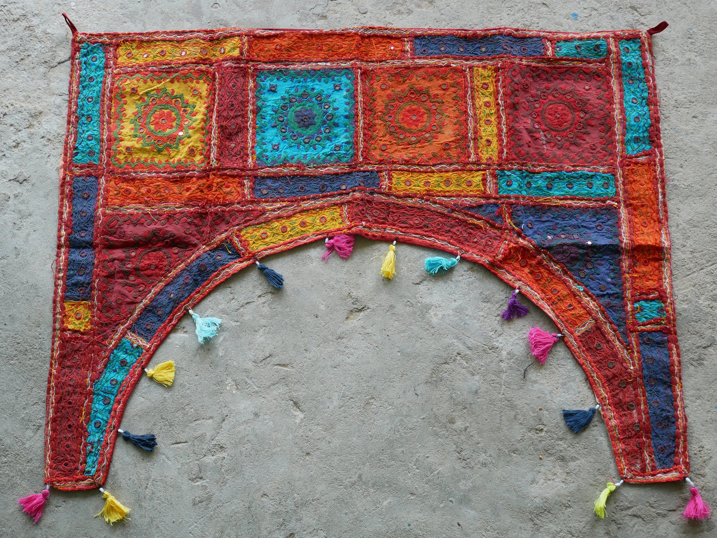 Indian door curtain Toran | bohemian window valance | colorful hippie tapestry ethnic boho wall decor - The Shanti Home