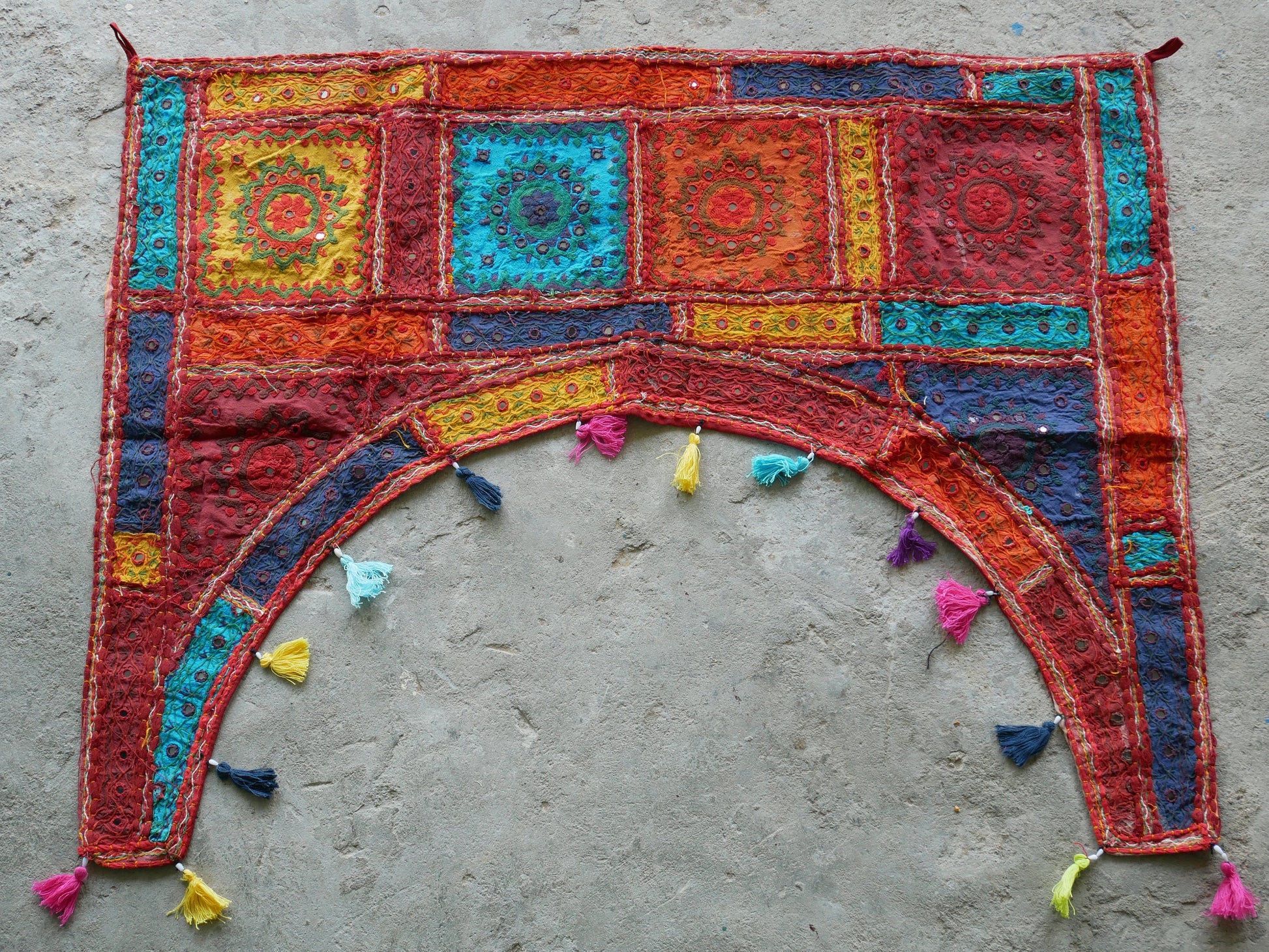 Indian door curtain Toran | bohemian window valance | colorful hippie tapestry ethnic boho wall decor - The Shanti Home