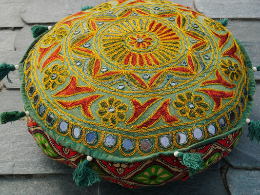 Round floor cushion cover - bohemian decorative pillow - meditation cushion