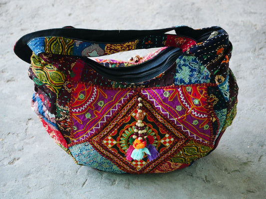 GYPSY BAG, BOHO Leather Purse, Hippie Shoulder Bag Festival