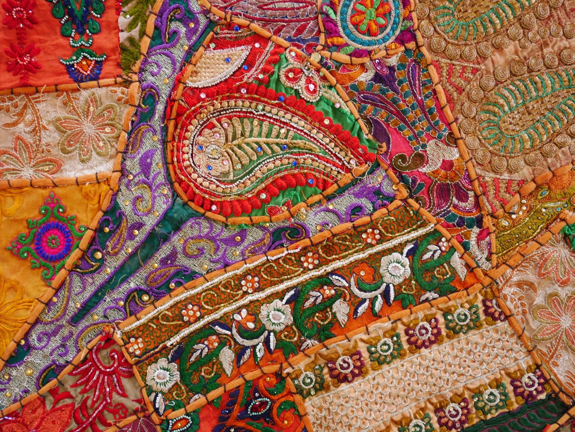 Handmade Indien Coton Patchwork Chemin de Table Brodé Salle à Manger  Tapestry