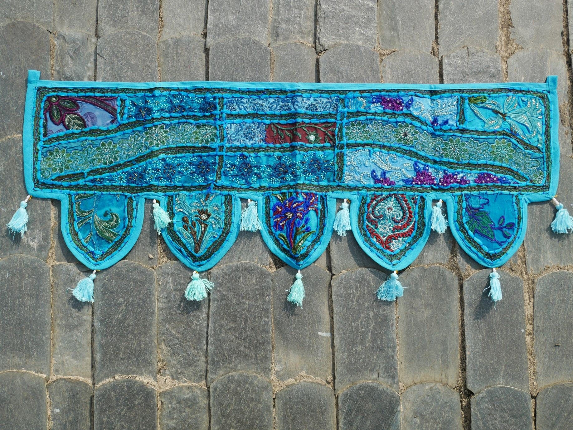 Door Toran - Indian handmade valance | Colorful patchwork door hanging | bohemian wall tapestry - gypsy curtain | Hippie - Boho window decor - The Shanti Home