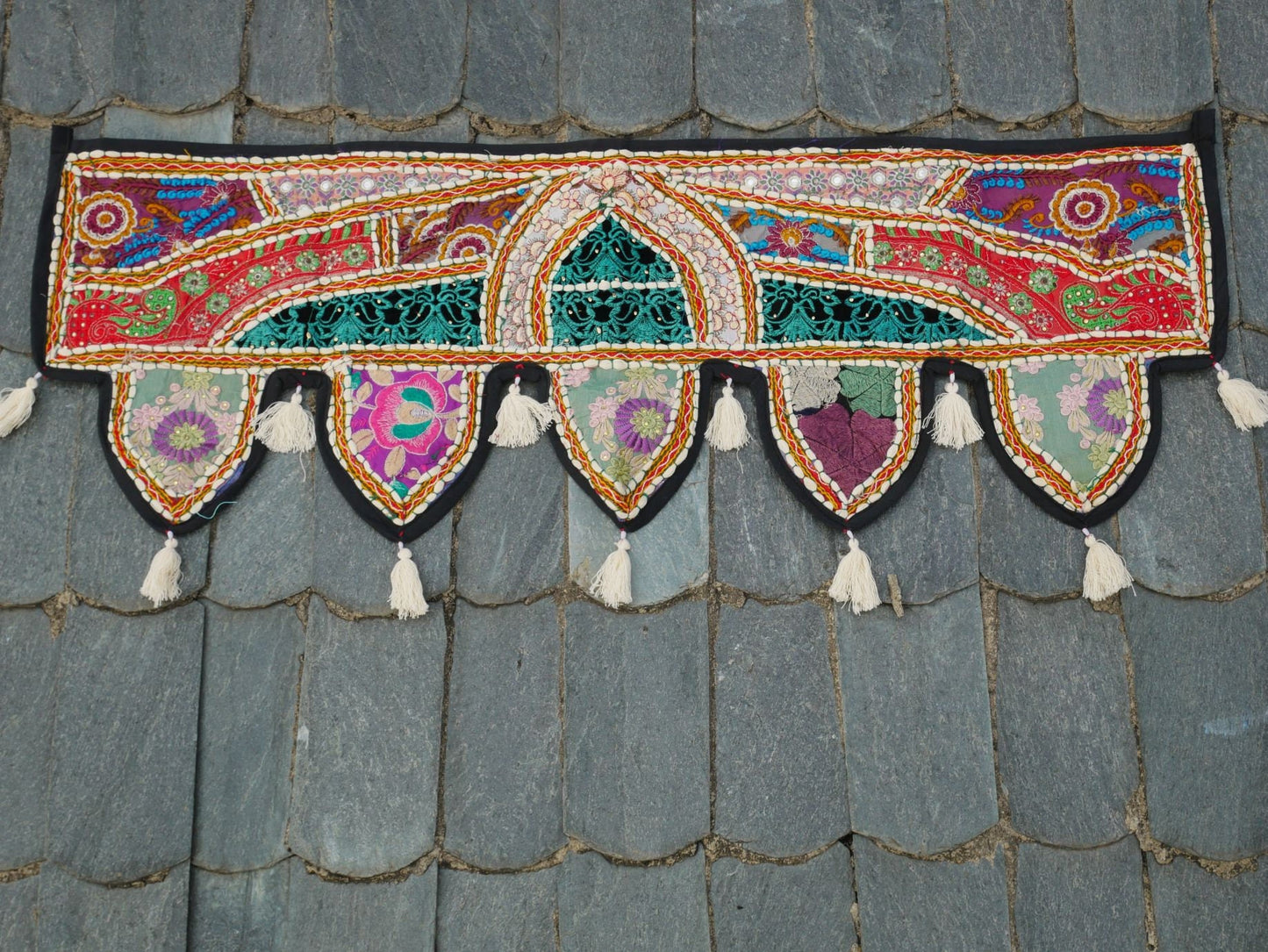 Indian Toran - door hanging | Boho window valance - hippie boho curtain  | handmade door curtain Bohemian wall decor - colorful home decor - The Shanti Home