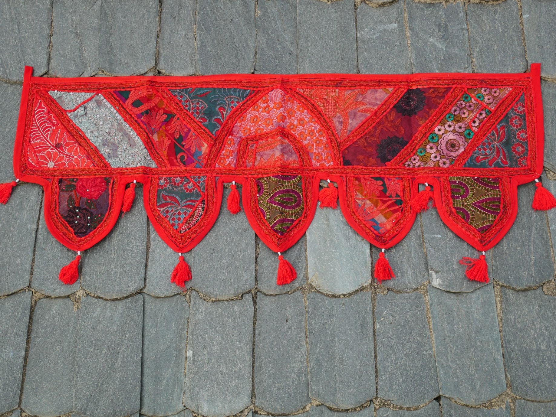 Indian Toran - door hanging - boho curtain - colorful window valance - The Shanti Home