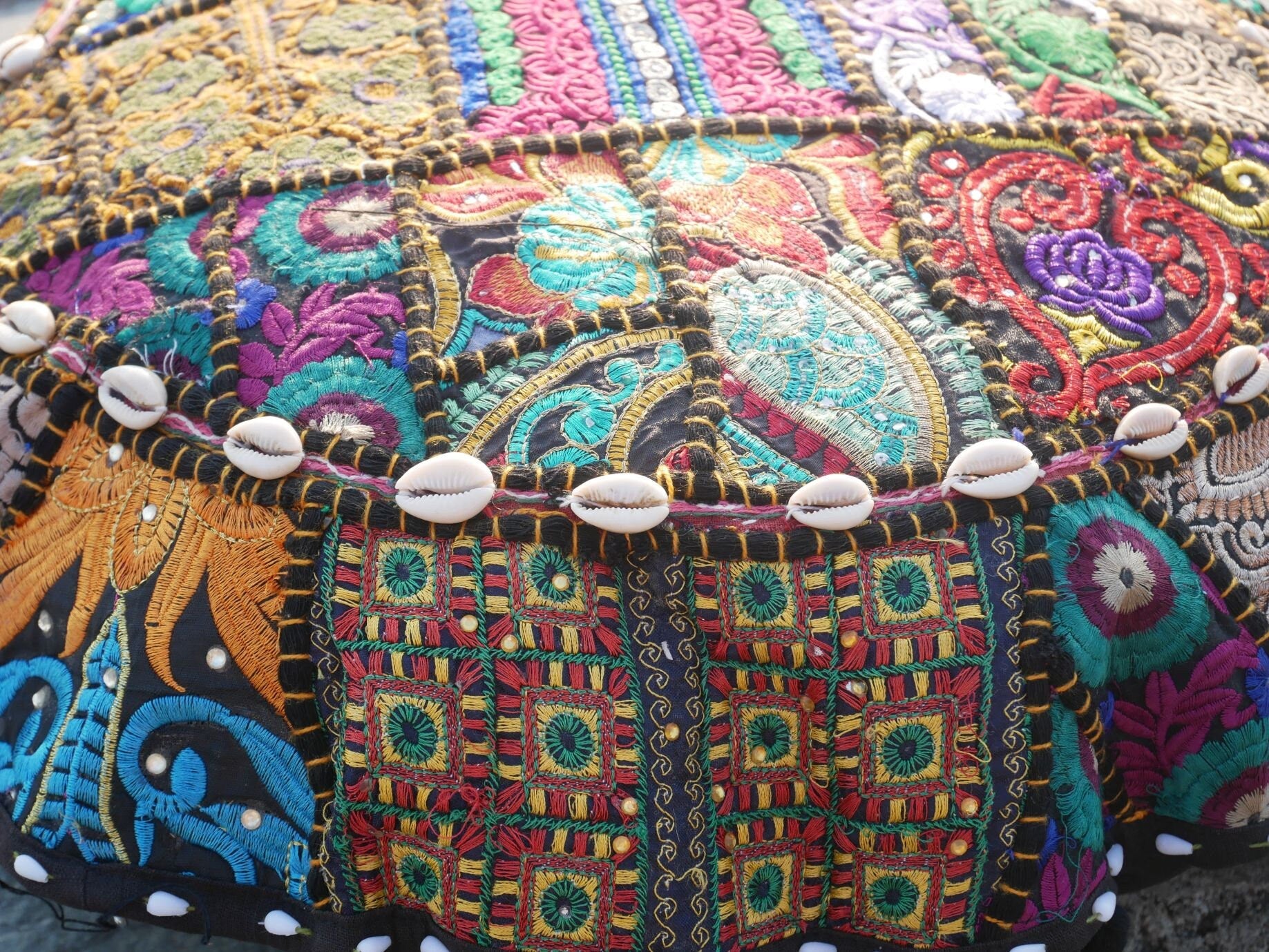 Black floor pillow cover - boho meditation cushion | Indian cushion seating hippie decor - The Shanti Home