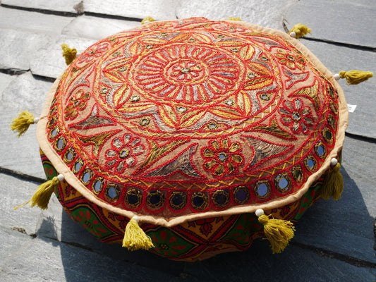 Rundes Bodenkissen – Meditationskissen – indische Sitzgelegenheiten auf dem Boden und Hippie-Dekor NUR BEZUG