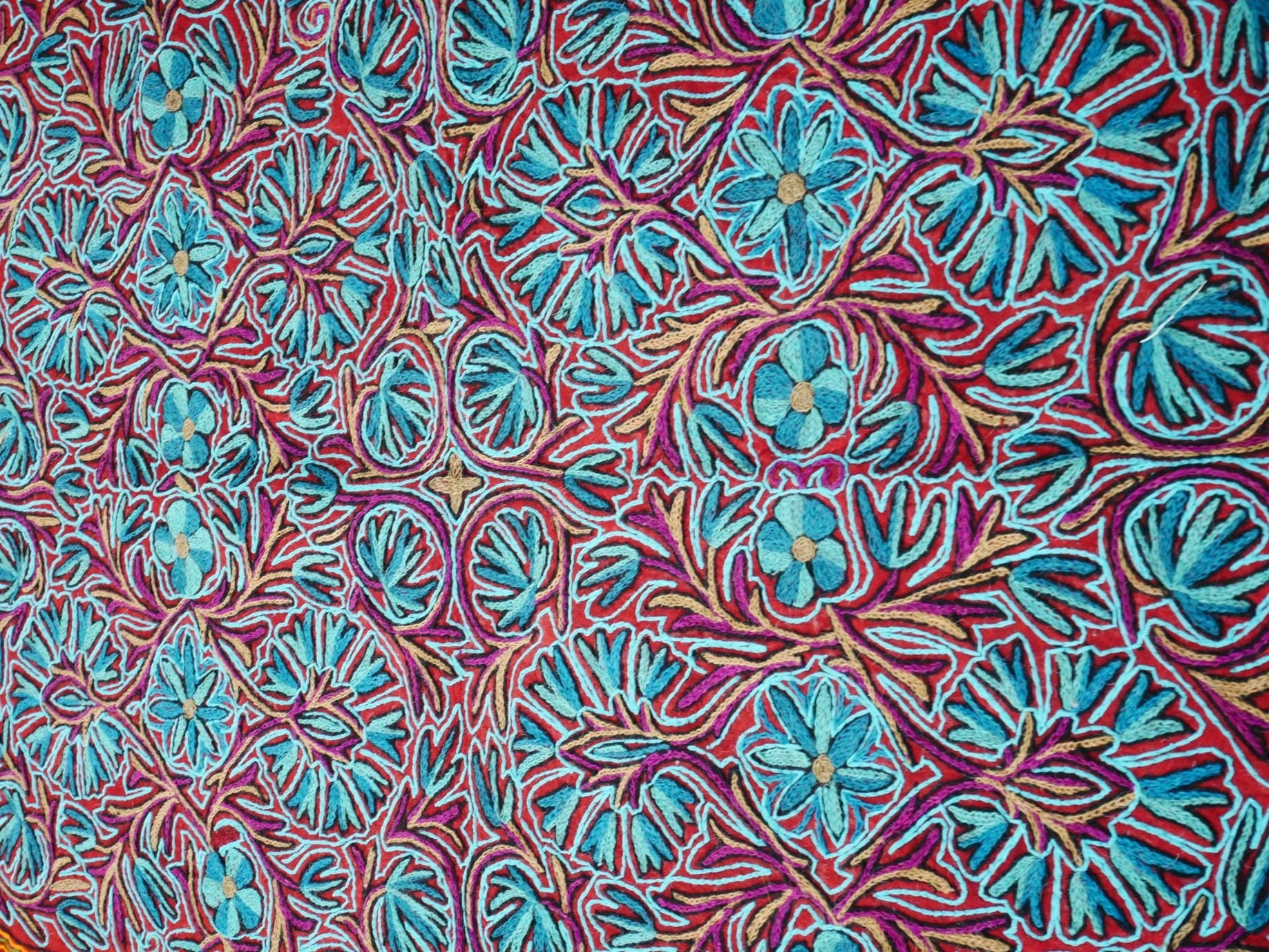 Kashmiri Namda rug 6x4 hand felted and emrboidered wool rug - The Shanti Home