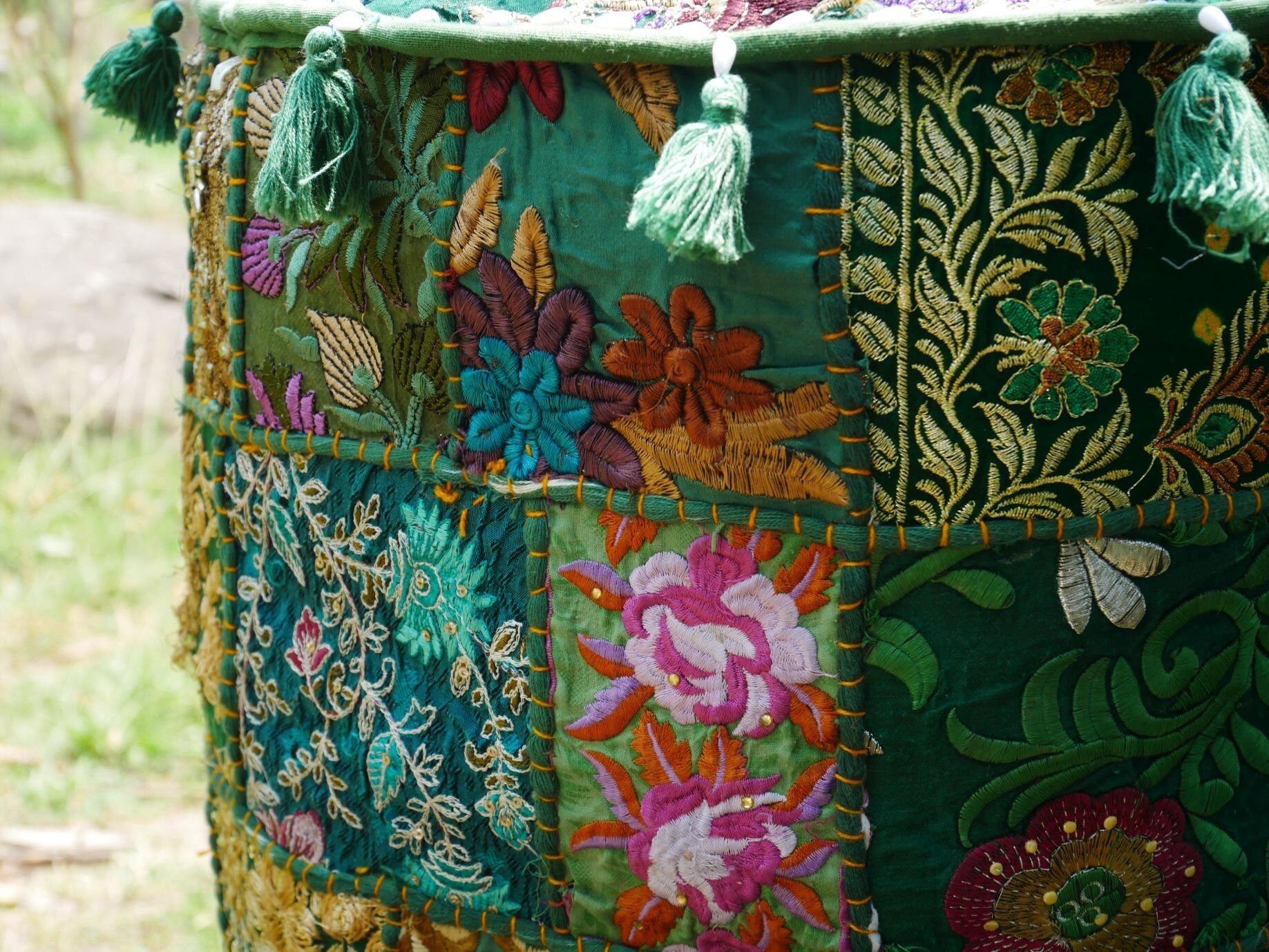 Flour pouf "Boho Jungle" flour cushion cover handmade - Indian floor seating - The Shanti Home
