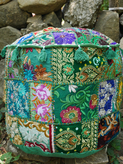 Flour pouf "Boho Jungle" flour cushion cover handmade - Indian floor seating - The Shanti Home