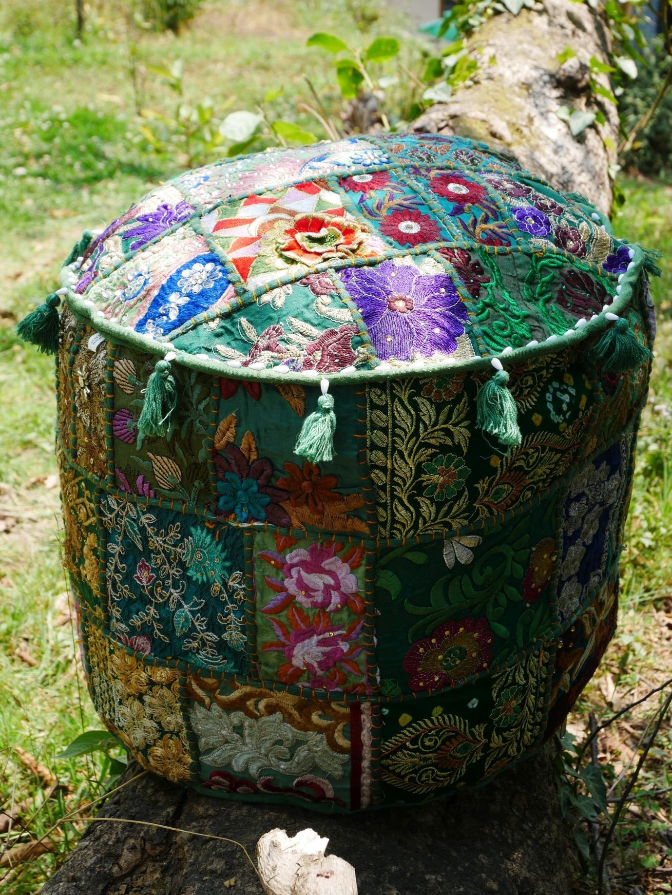 Flour pouf "Boho Jungle" flour cushion cover handmade - Indian floor seating - The Shanti Home