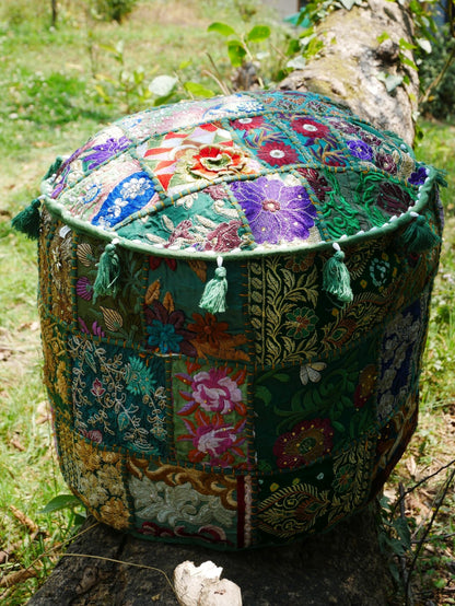 Flour pouf "Boho Jungle" flour cushion cover handmade - Indian floor seating - The Shanti Home