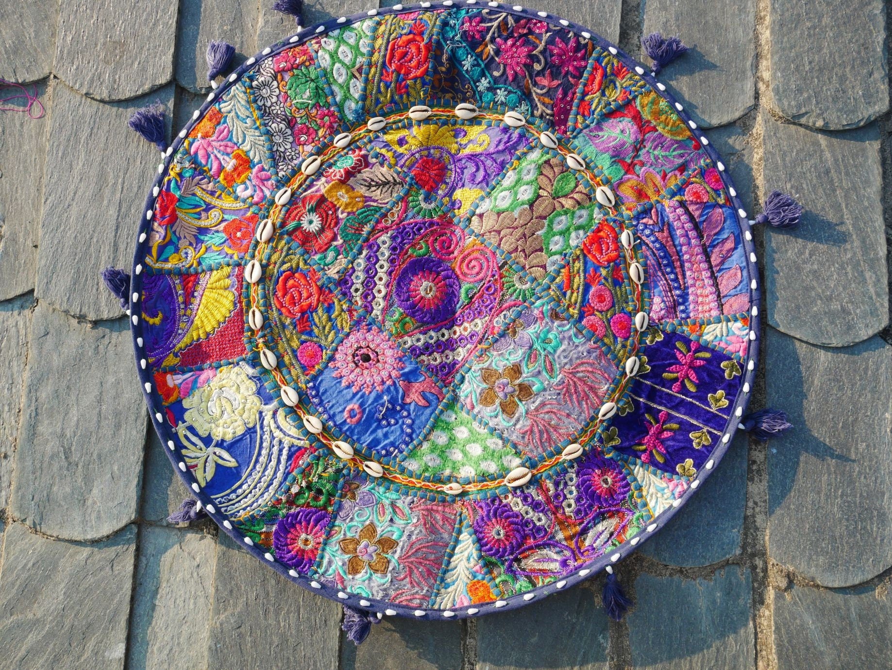 Floor cushion cover - meditation cushion - round floor pillow cover 24" - The Shanti Home