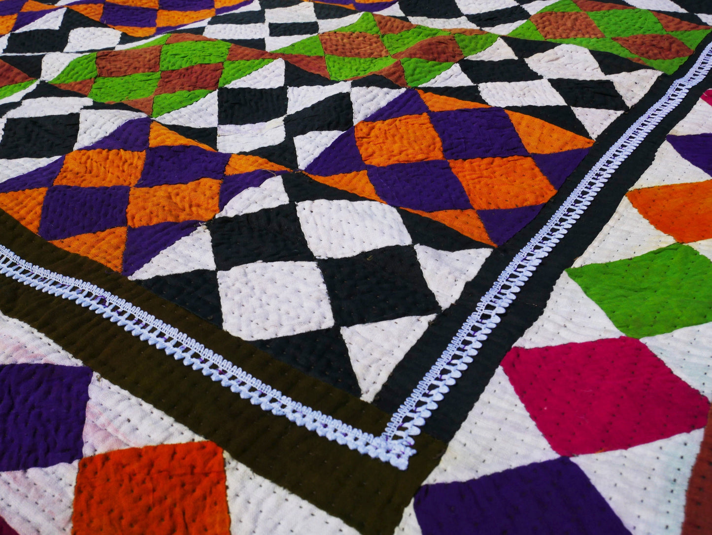 Vintage "Ralli" quilt - handmade tribal bed throw | rare patchwork quilt - Sindh Gypsies in Rajastan - The Shanti Home