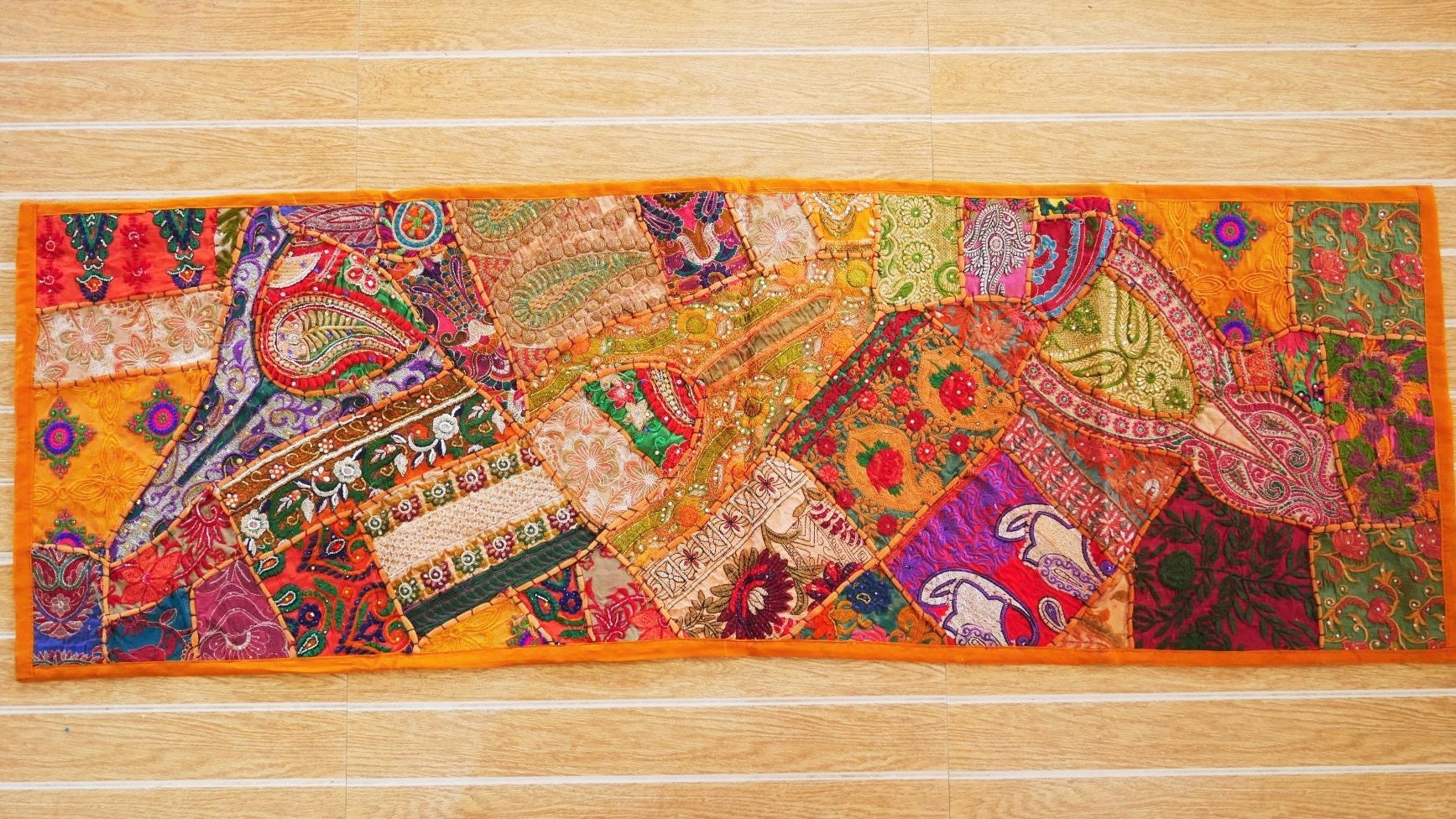Masala - Table runner wall decor - Saree patchwork boho tapestry - The Shanti Home