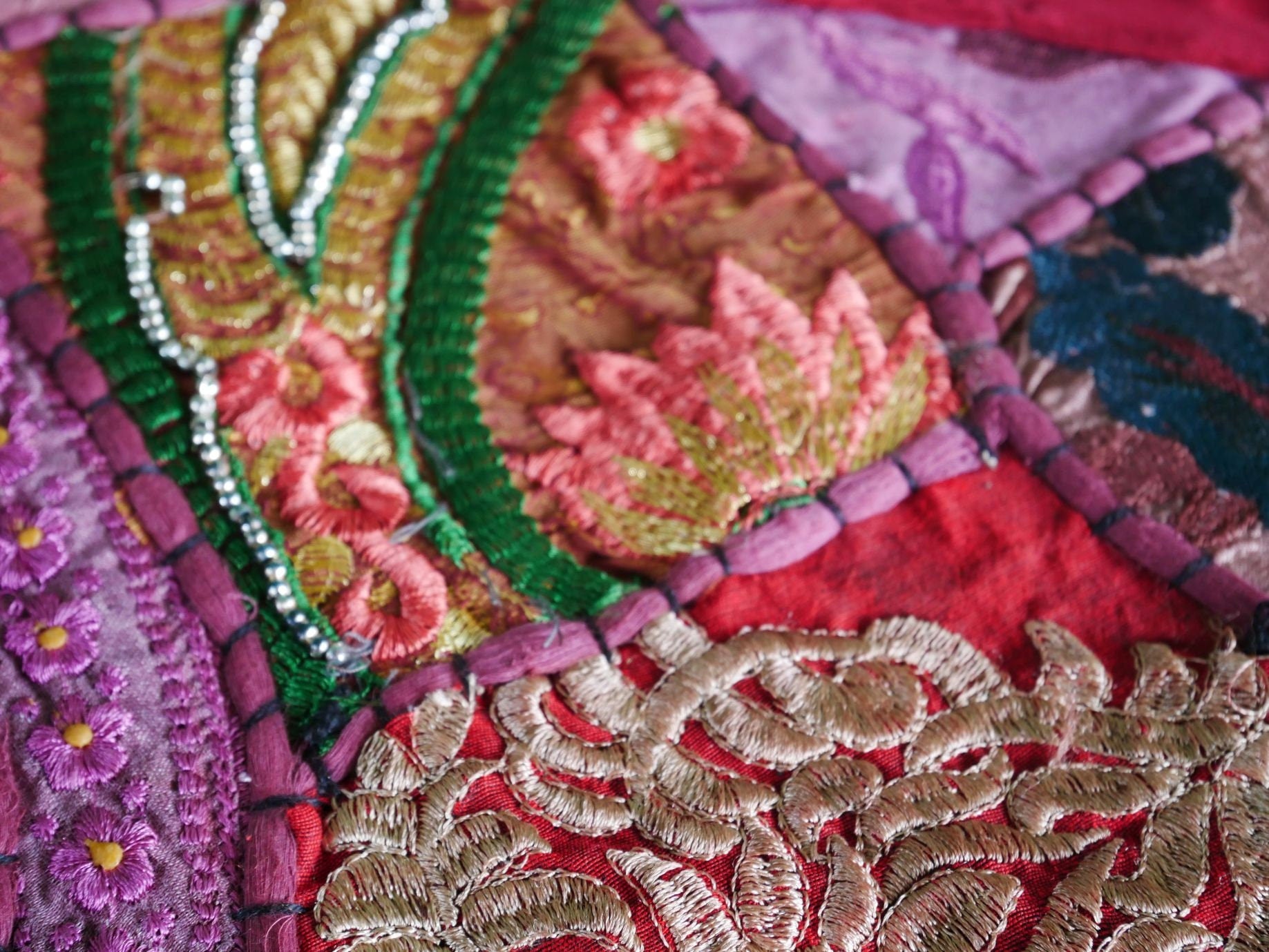 Table runner - wall tapestry "boho love" Indian wall hanging  colorful table runner - The Shanti Home