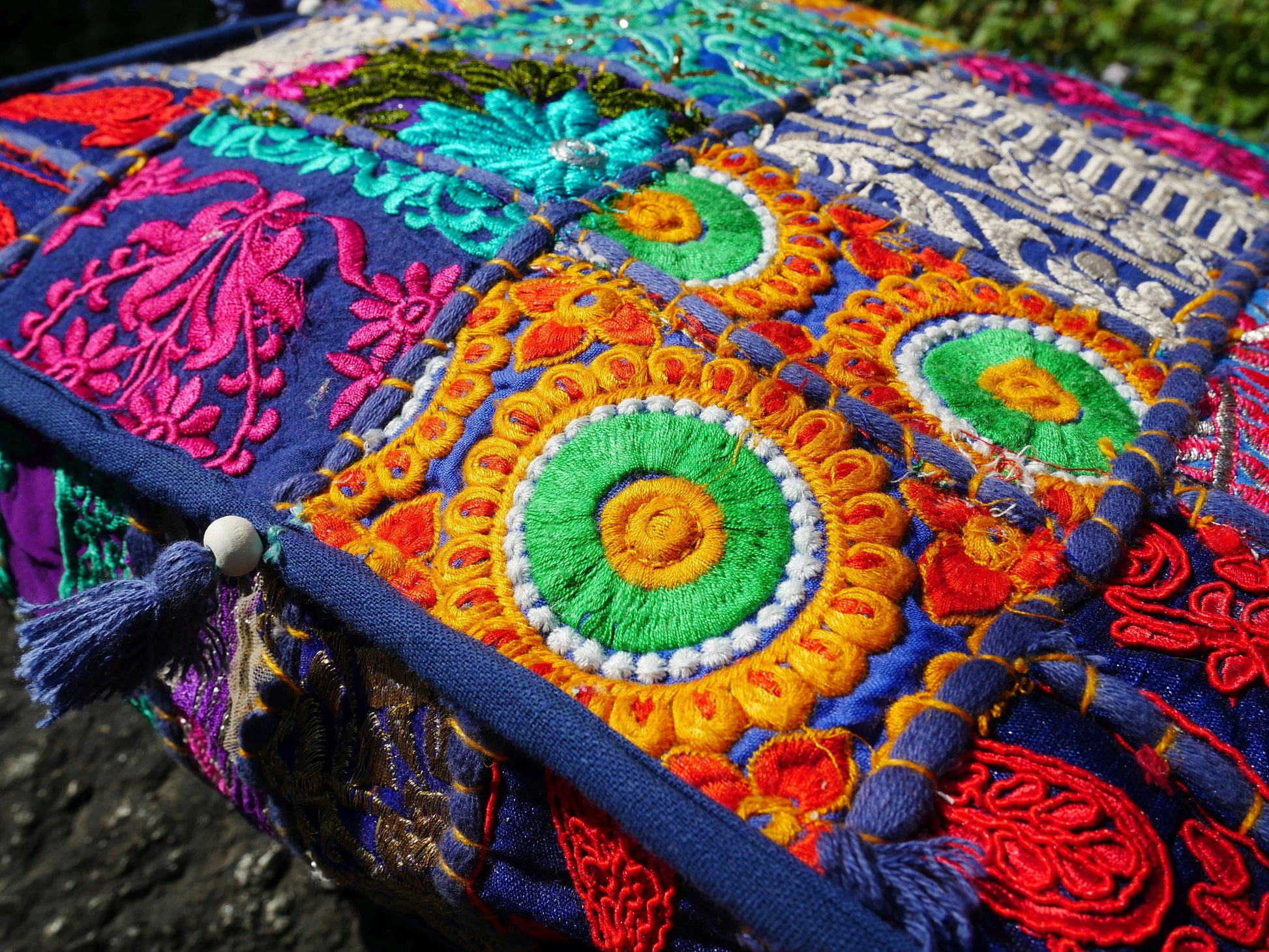 Boho floor pillow | blue floor pillow cover | meditation cushion for Indian bohemian floor seating or as decorative throw pillow | NO INLET - The Shanti Home