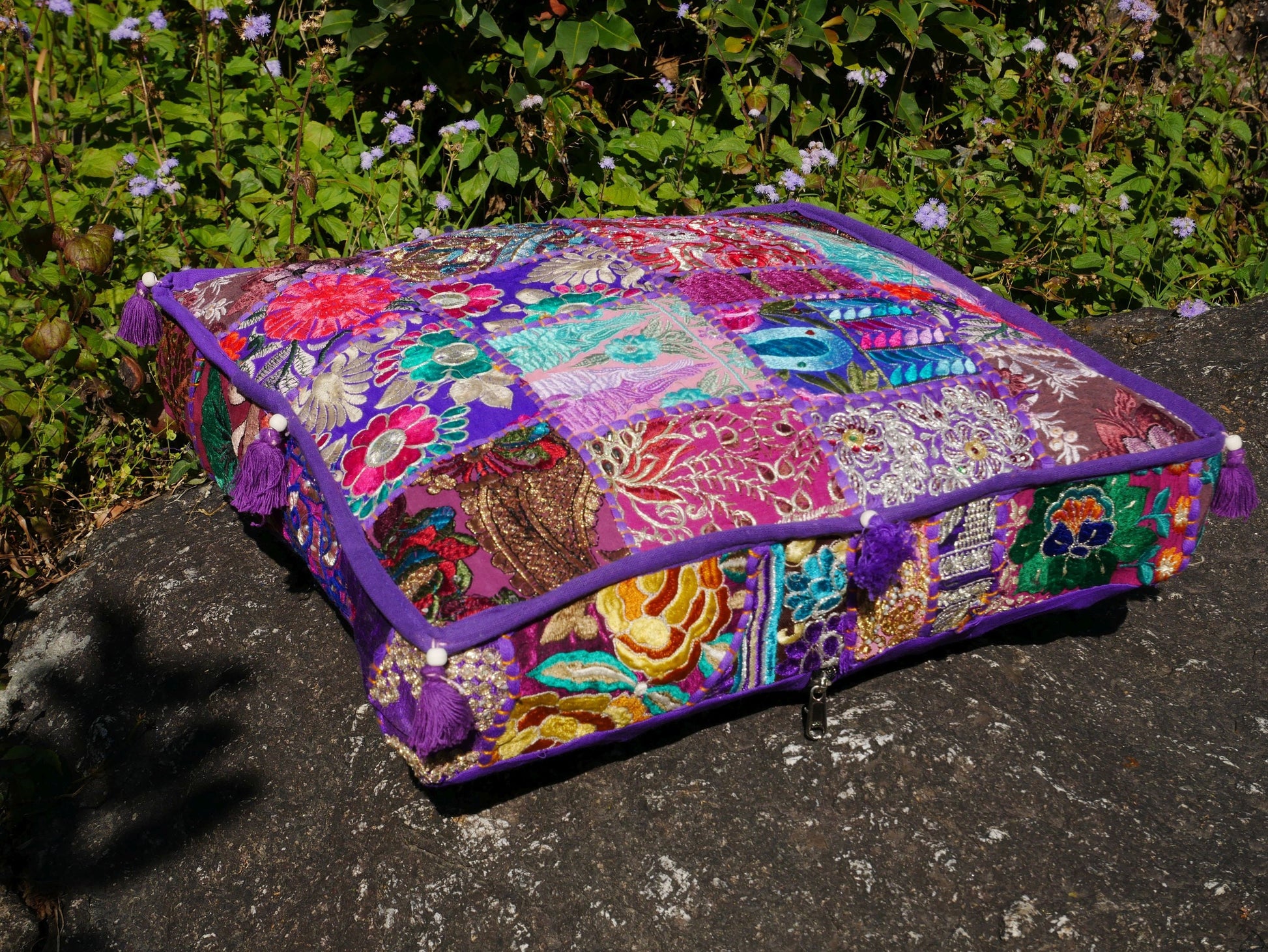 Purple meditation cushion - floor pillow cover | Floor cushion cover for bohemian floor seating or as decorative throw pillow - The Shanti Home
