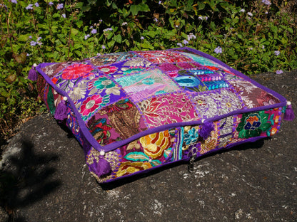 Purple meditation cushion - floor pillow cover | Floor cushion cover for bohemian floor seating or as decorative throw pillow - The Shanti Home