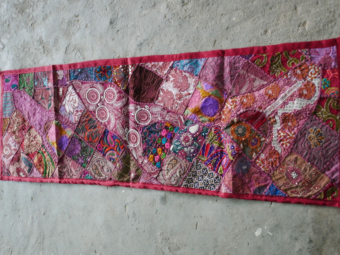 Table runner - wall tapestry "boho love" Indian wall hanging  colorful table runner - The Shanti Home