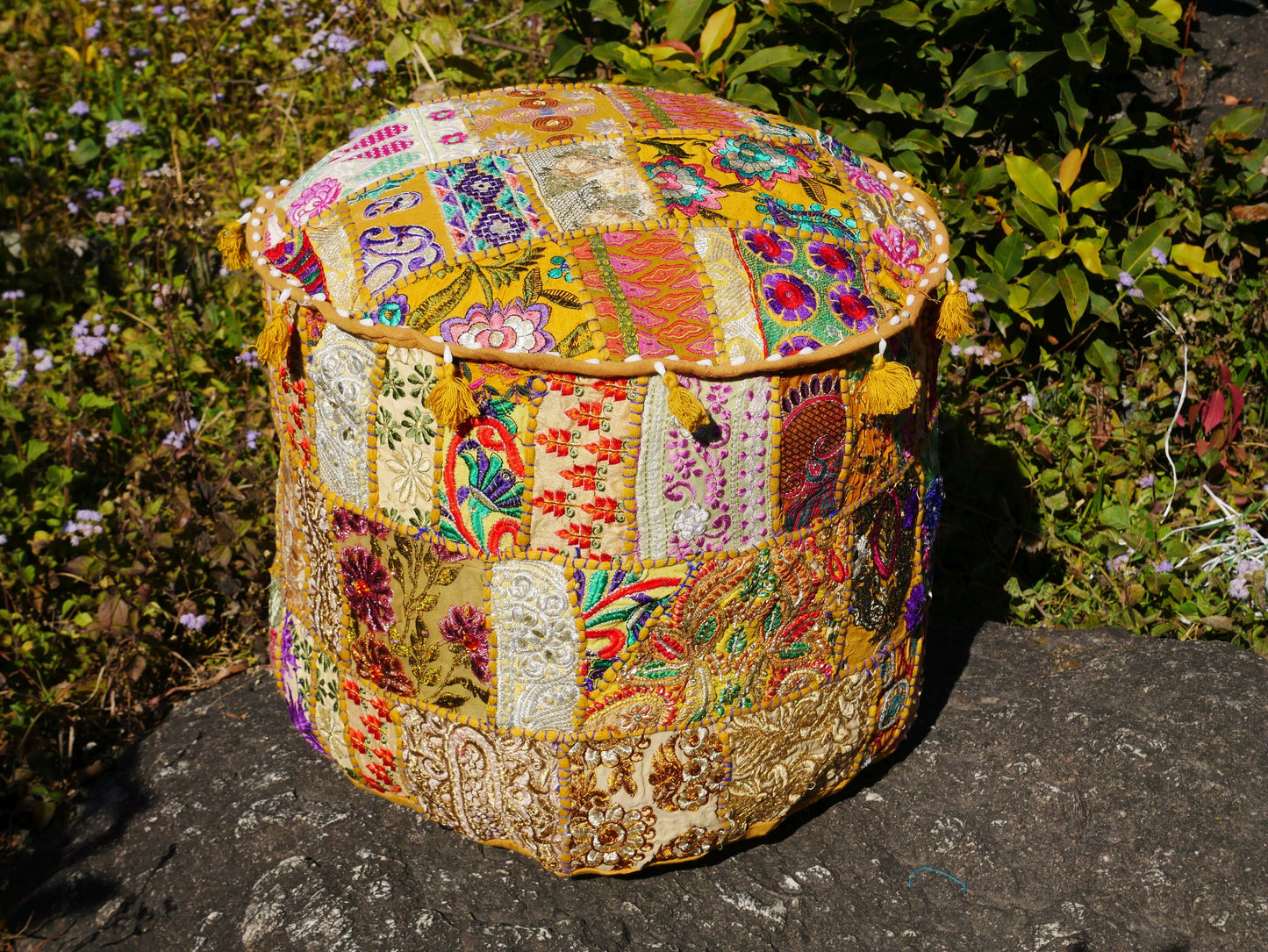 Floor pouf "Boho Masala" Indian floor pillow cover | cushion seating bohemian style meditation room decor | no inlet - The Shanti Home