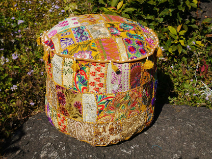 Floor pouf "Boho Masala" Indian floor pillow cover | cushion seating bohemian style meditation room decor | no inlet - The Shanti Home