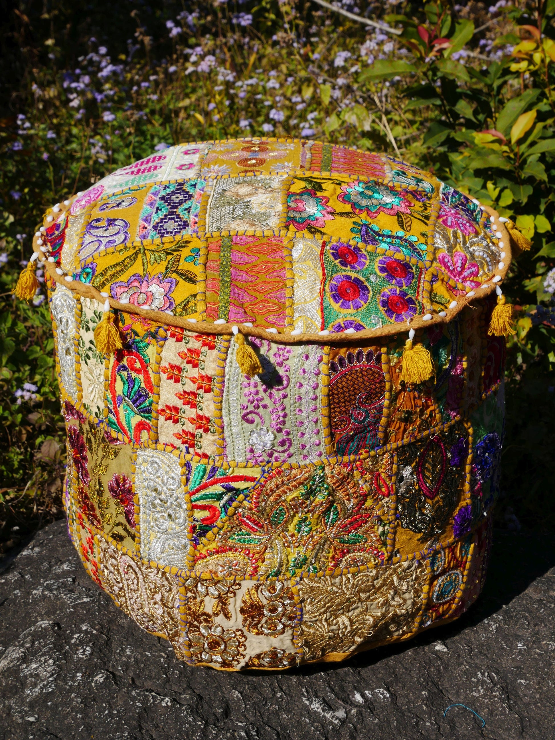 Floor pouf "Boho Masala" Indian floor pillow cover | cushion seating bohemian style meditation room decor | no inlet - The Shanti Home