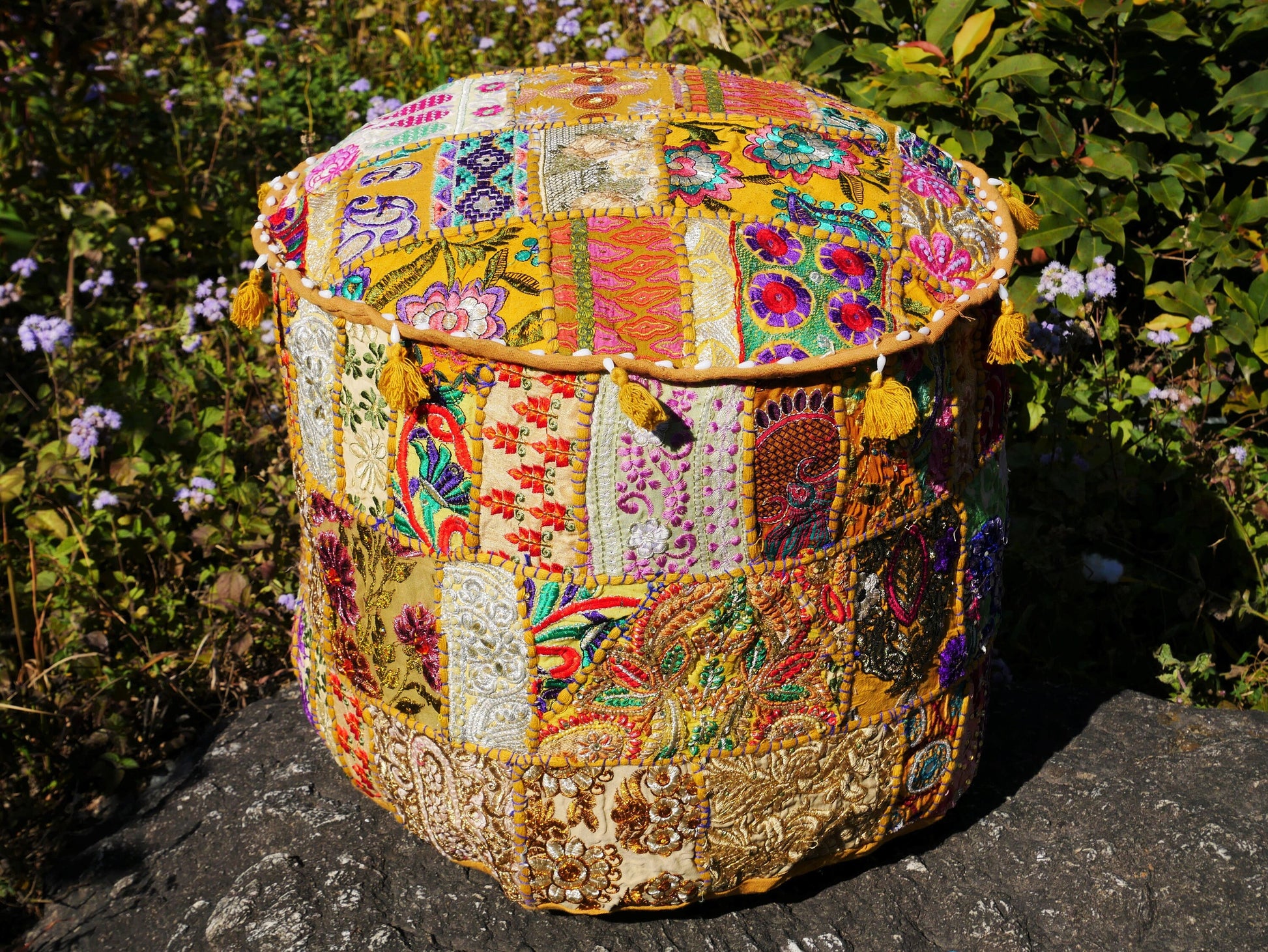 Floor pouf "Boho Masala" Indian floor pillow cover | cushion seating bohemian style meditation room decor | no inlet - The Shanti Home