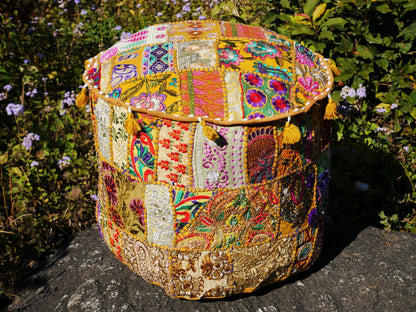 Floor pouf "Boho Masala" Indian floor pillow cover | cushion seating bohemian style meditation room decor | no inlet - The Shanti Home