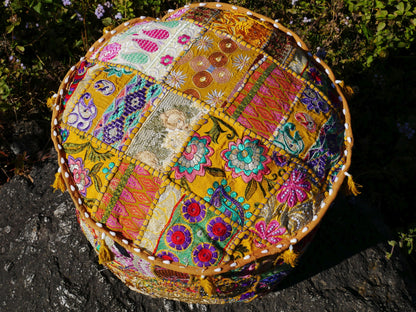 Floor pouf "Boho Masala" Indian floor pillow cover | cushion seating bohemian style meditation room decor | no inlet - The Shanti Home