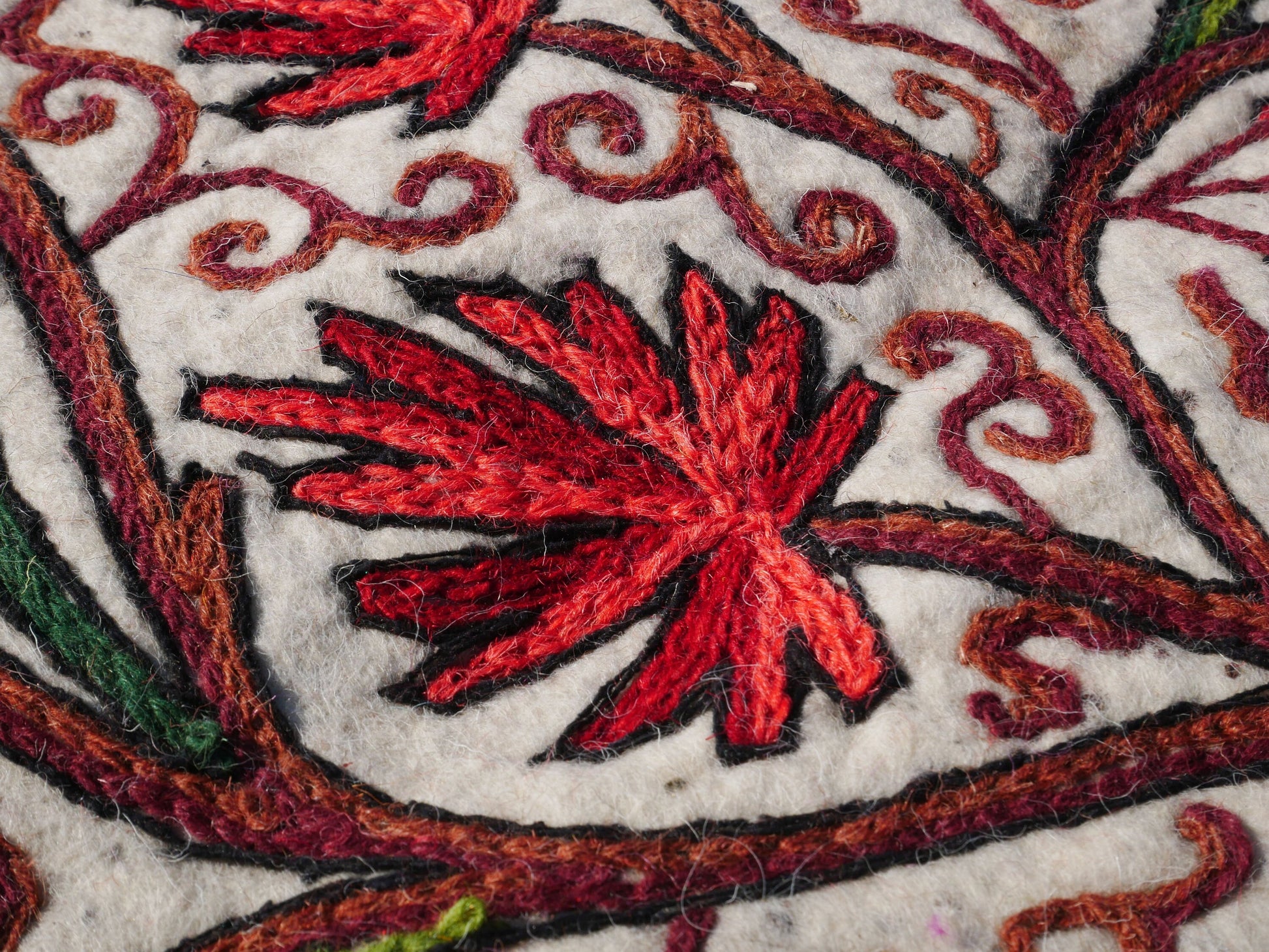 Floor runner - Kashmiri "Namda" wool felt rug 2x6 | bohemian decor - yoga rug mat - The Shanti Home