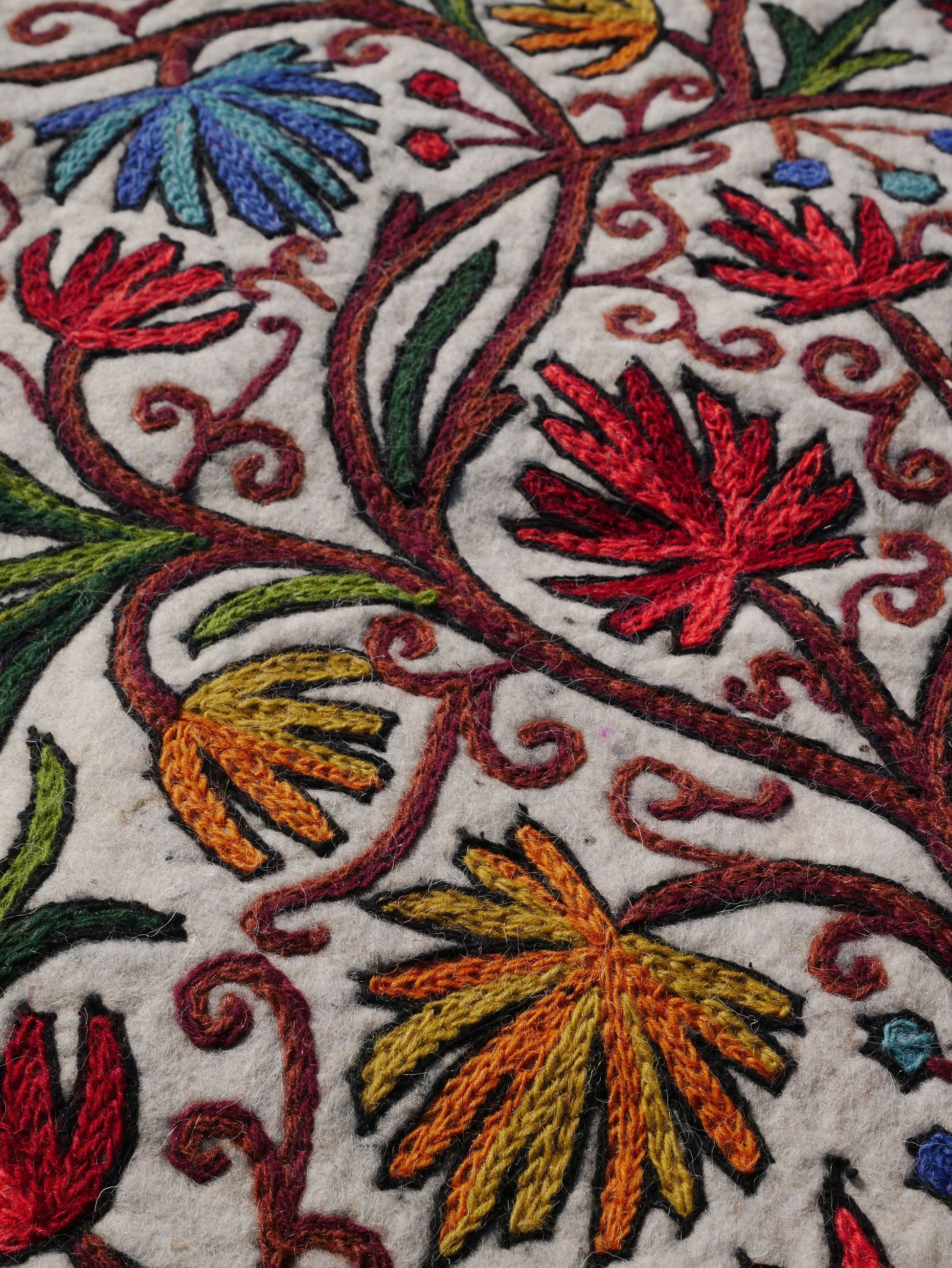 Floor runner - Kashmiri "Namda" wool felt rug 2x6 | bohemian decor - yoga rug mat - The Shanti Home