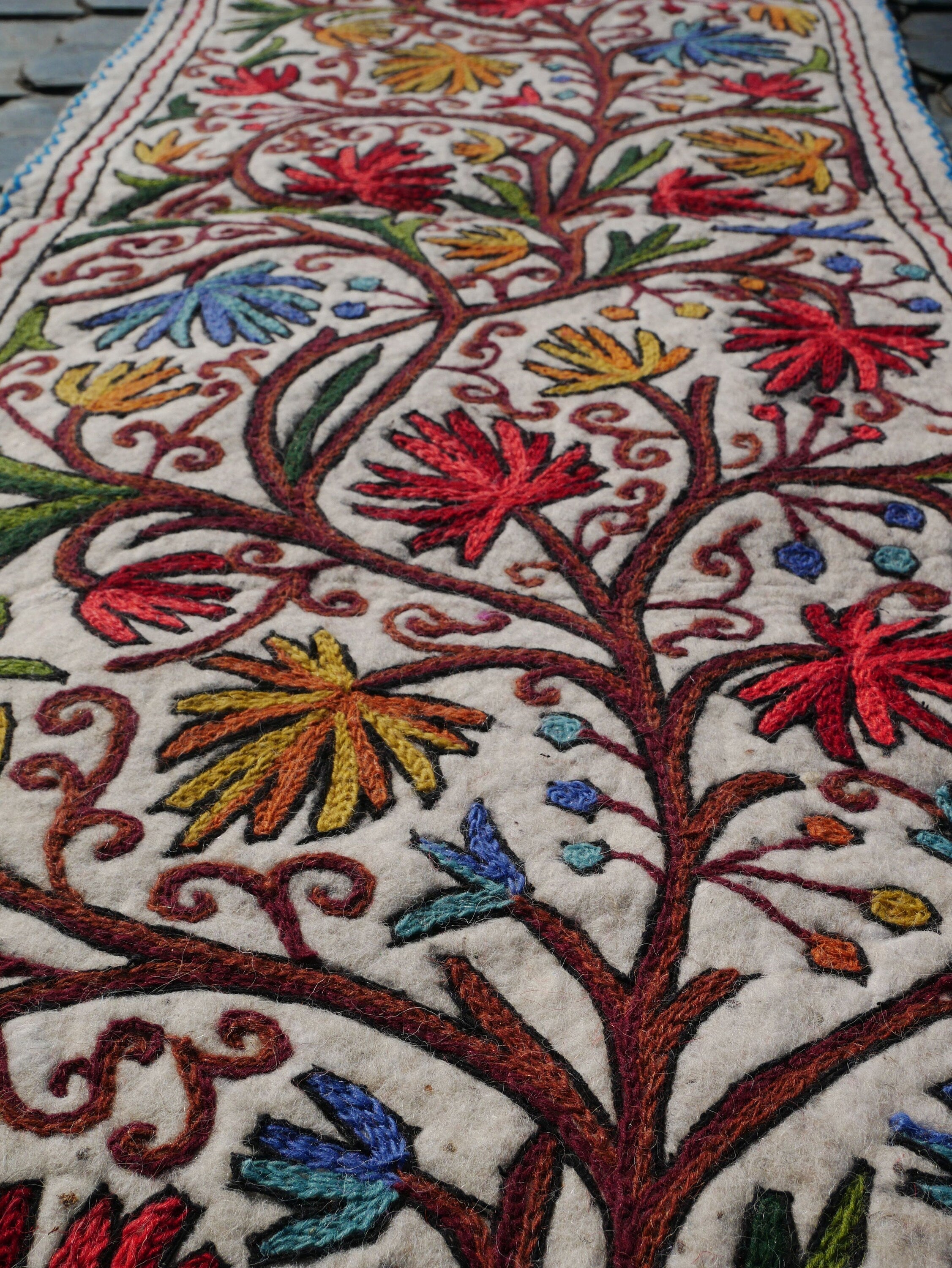 Floor runner - Kashmiri "Namda" wool felt rug 2x6 | bohemian decor - yoga rug mat - The Shanti Home