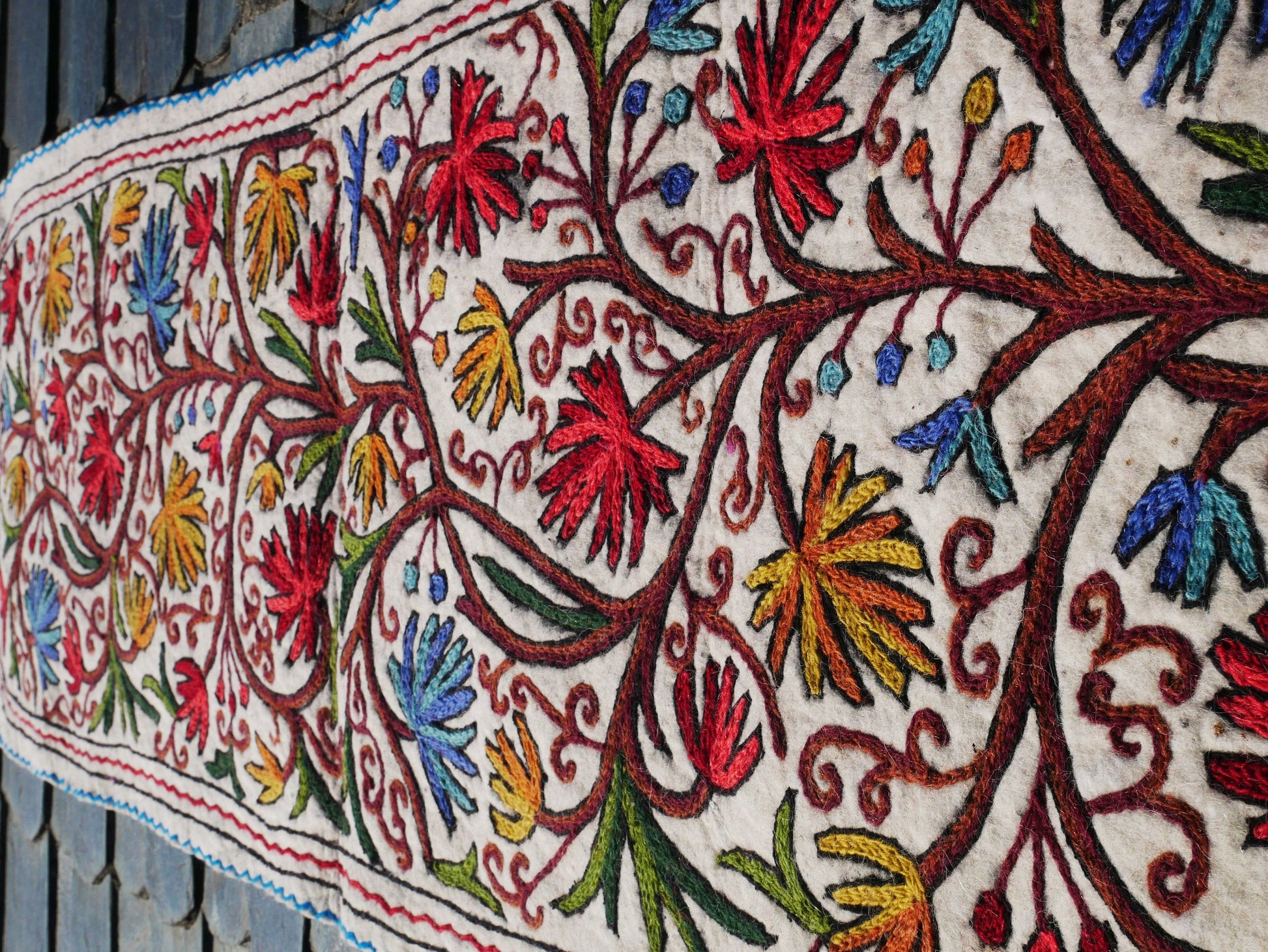 Floor runner - Kashmiri "Namda" wool felt rug 2x6 | bohemian decor - yoga rug mat - The Shanti Home