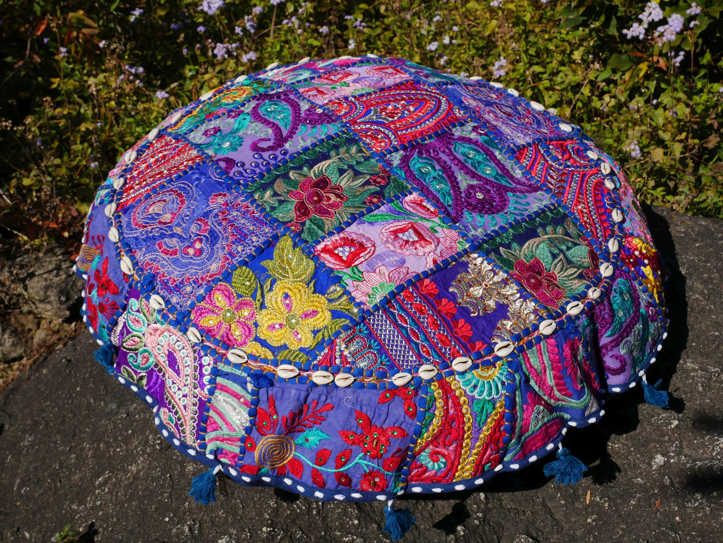 Floor cushion cover - Indian floor seating | Colorful meditation cushion - dark blue floor pillow - The Shanti Home