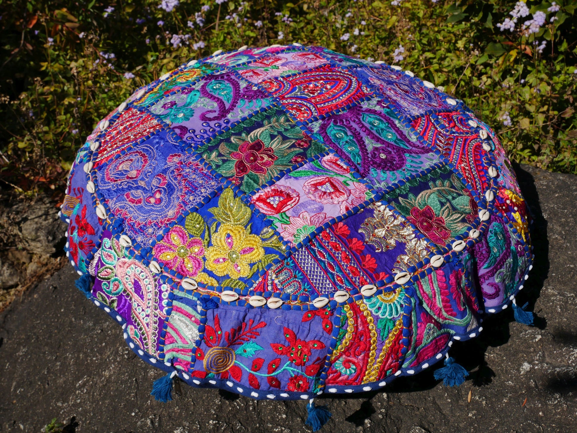Floor cushion cover - Indian floor seating | Colorful meditation cushion - dark blue floor pillow - The Shanti Home